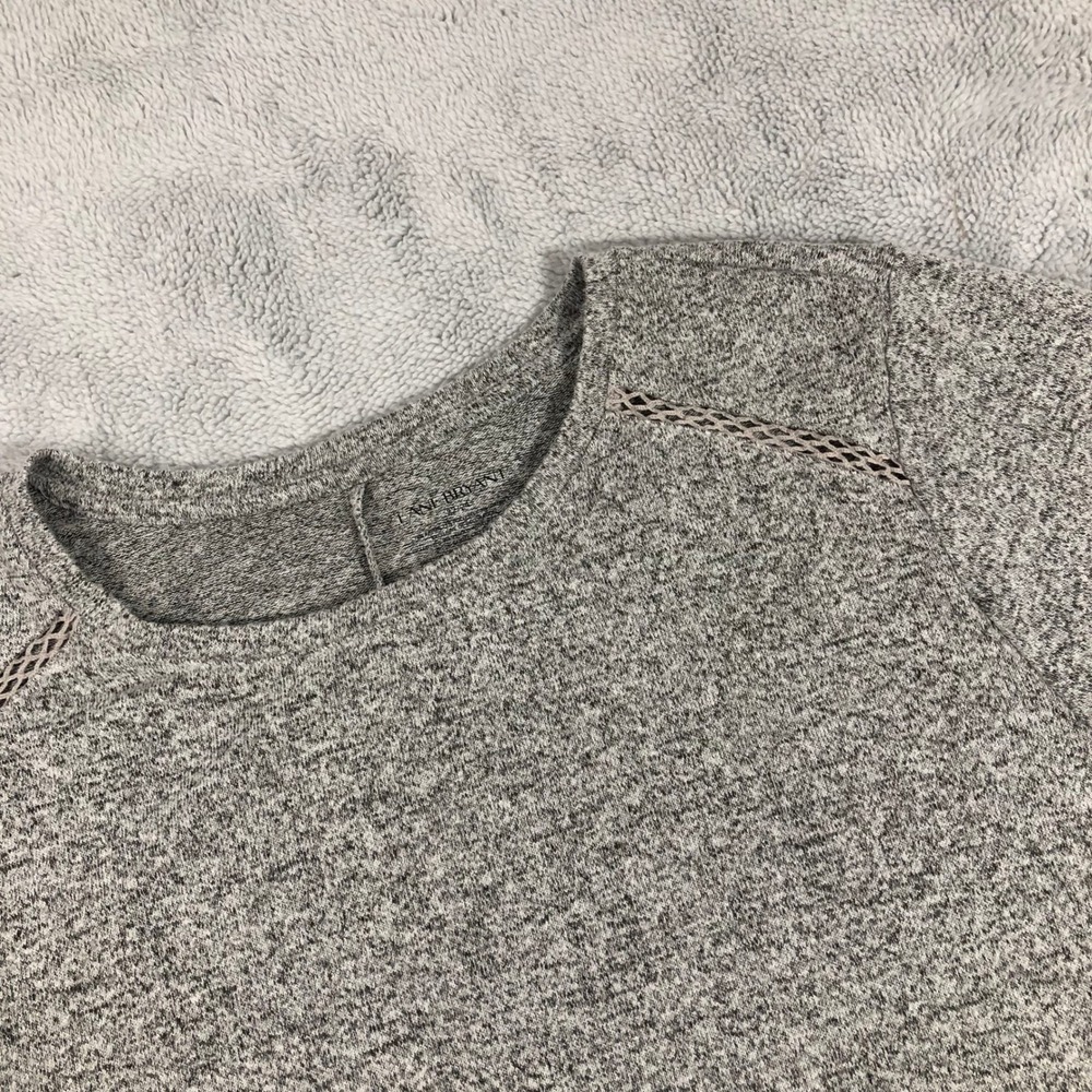 Lane Bryant Top Womens 22/24 Gray Space Dye Crochet Trim Short Sleeve Knit Swing